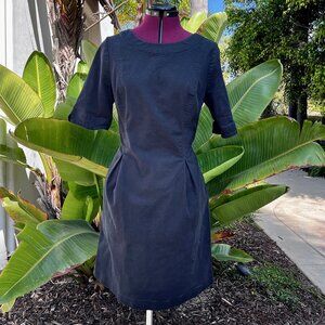 Boden Black Denim Shift Exposed Metal Zipper Half-Sleeve Size US 10R/UK 14R